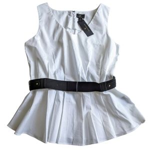 NWT! Worthington Peplum Belted Sleeveless Blouse